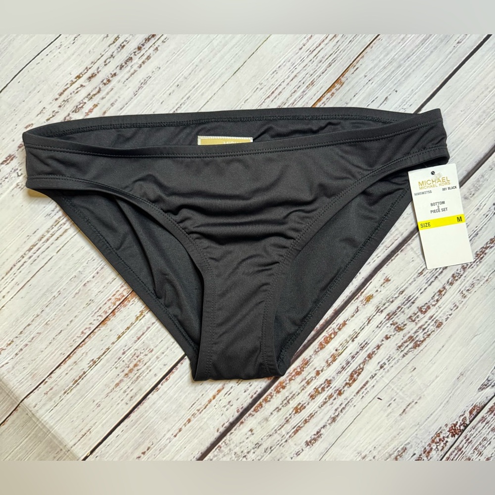 NWT Michael Kors Black Swim Bikini Bottom Size M